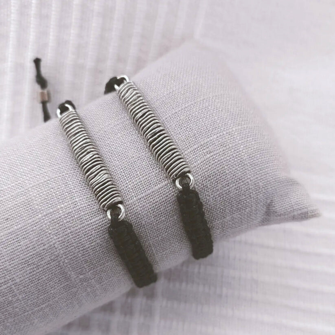 Bracelet couple macramé noir