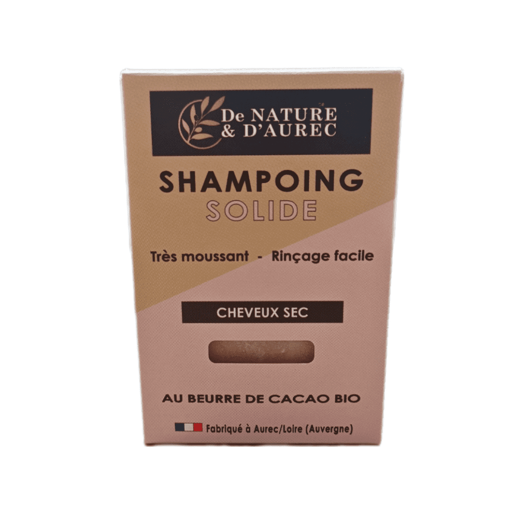 Shampoing solide naturel et bio. De nature et d'Aurec. Cheveux secs. Soin cheveux. Fabriqué en France