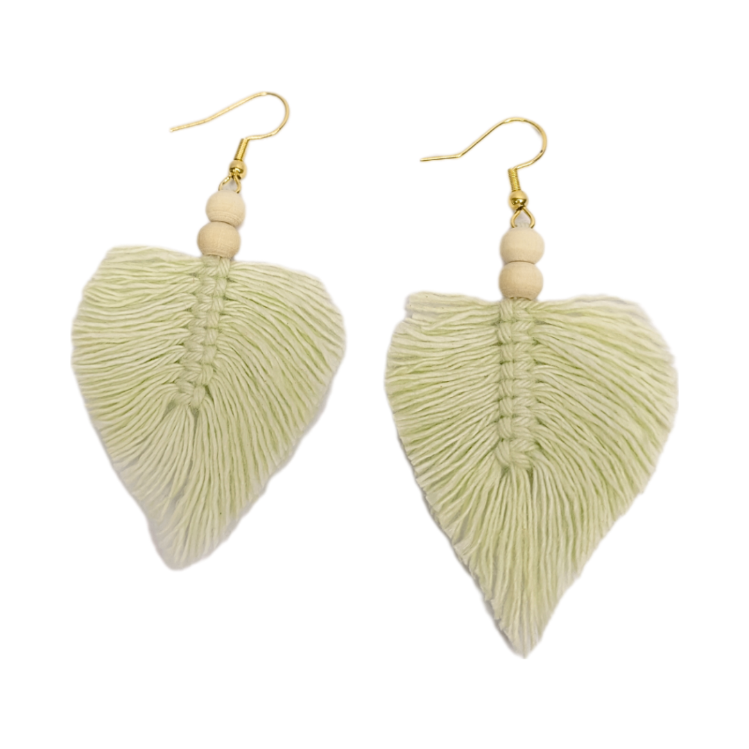 boucles d'oreilles pendantes macramé vert clair