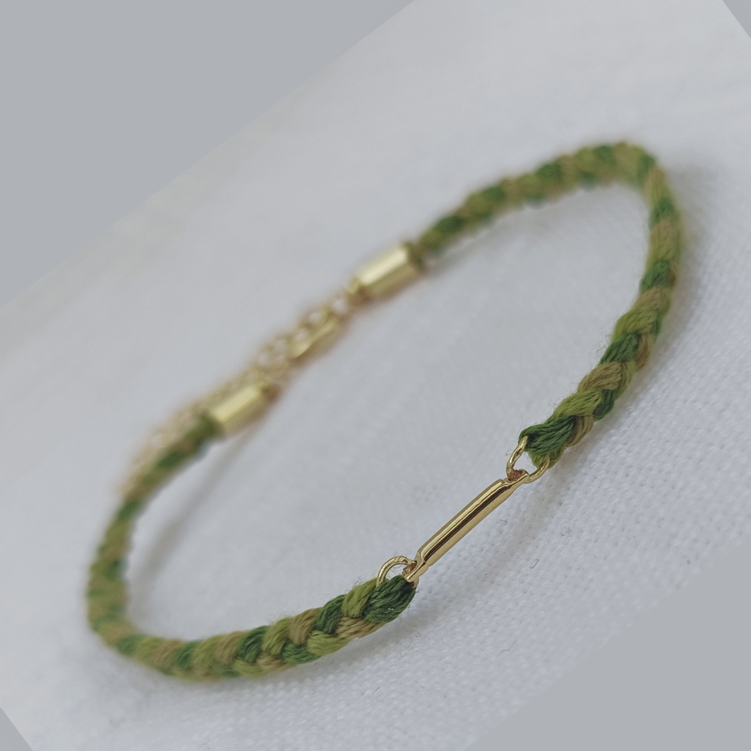 bracelet camaïeu de verts, tresse