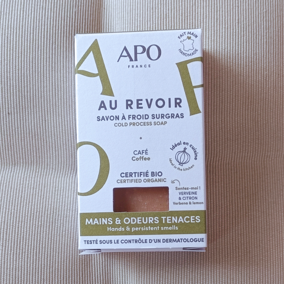 Cosmétiques bio. Savons pour les mains APO. Saponifié à froid, surgras. Odeurs tenaces. Produit certifié bio, végan, naturel.