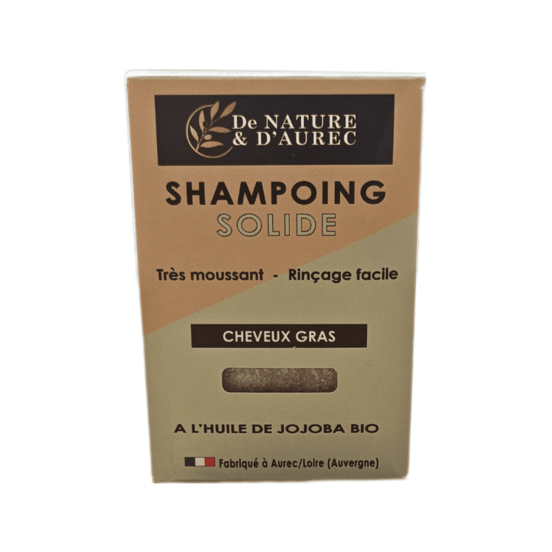 Shampoing solide cheveux gras, de nature et d'Aurec. Soin solide naturel et bio. Fabriqué en France.